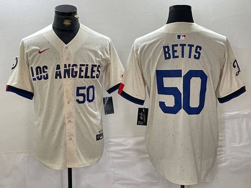 Men Los Angeles Dodgers #50 Betts Cream Fashion Nike Game MLB Jersey style 3->los angeles dodgers->MLB Jersey